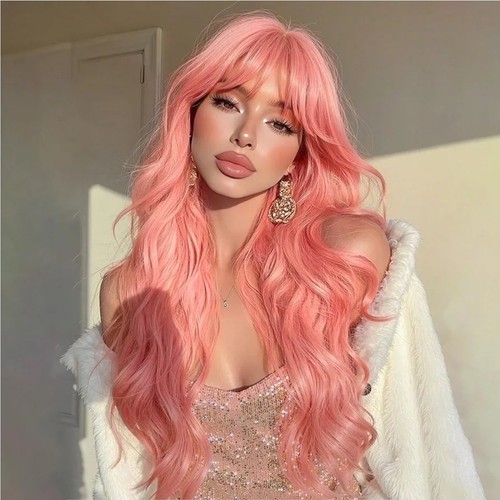 Parrucca lunga platino - , rosa