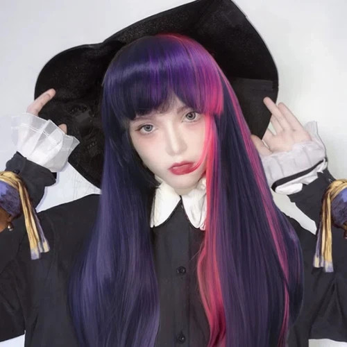 Parrucca cosplay lunga viola